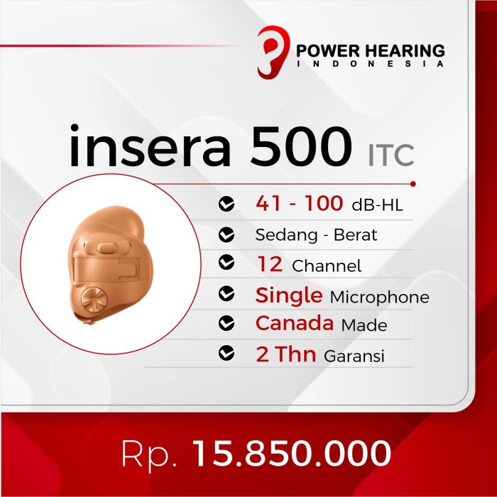 alat bantu dengar, Insera 500 ITC, power hearing indonesia